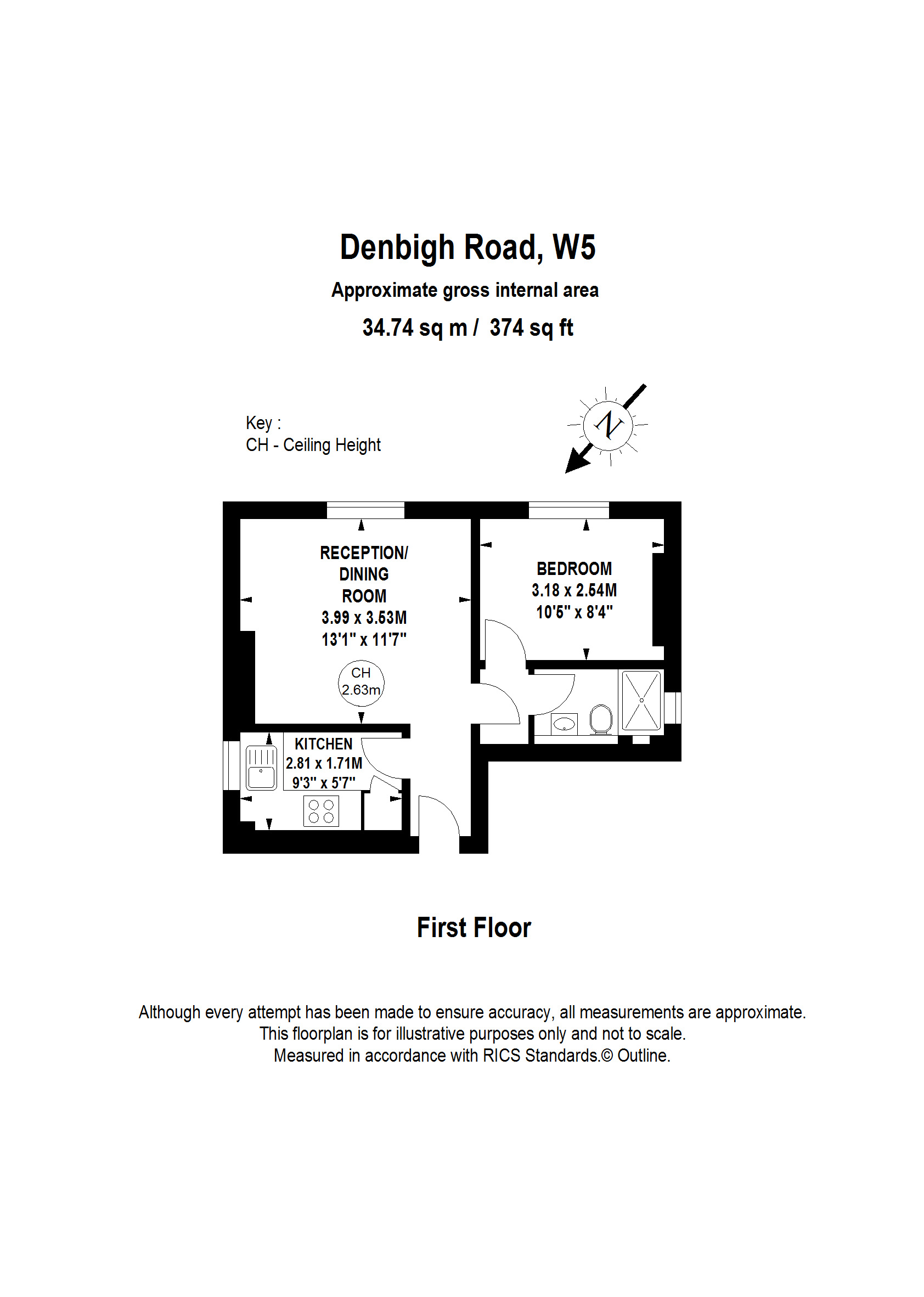 1 bed apartment for sale in Denbigh Road, London - Property Floorplan