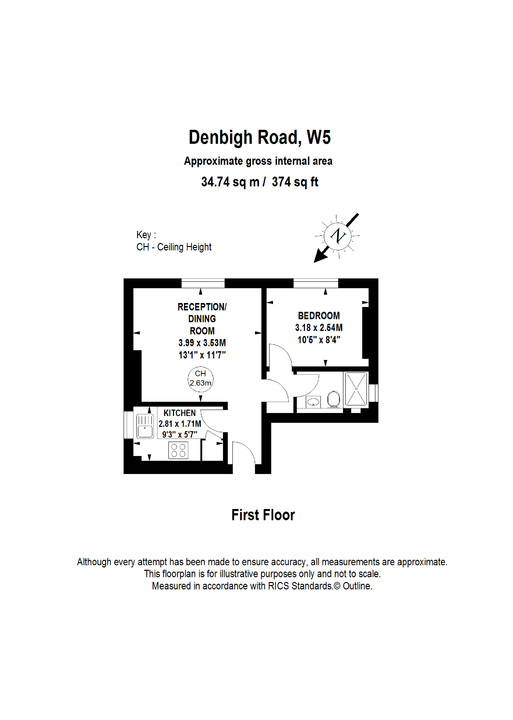 1 bed apartment for sale in Denbigh Road, London - Property Floorplan