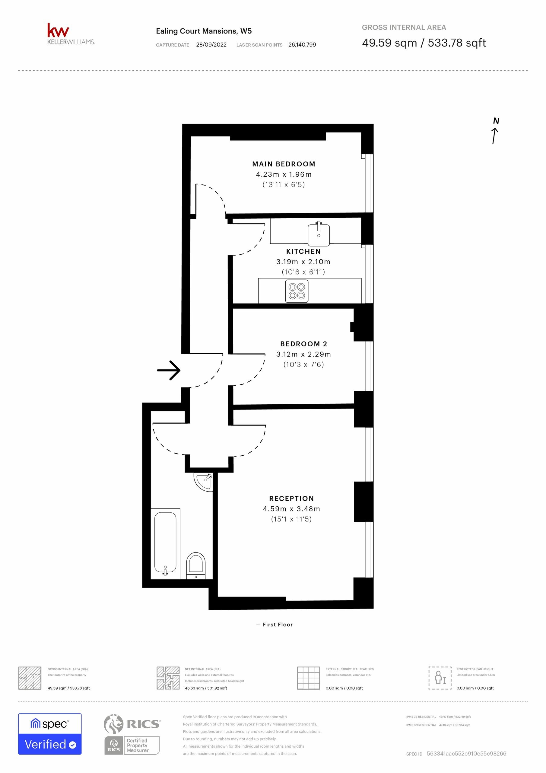 2 bed apartment to rent in Ealing Court Mansions, London - Property Floorplan