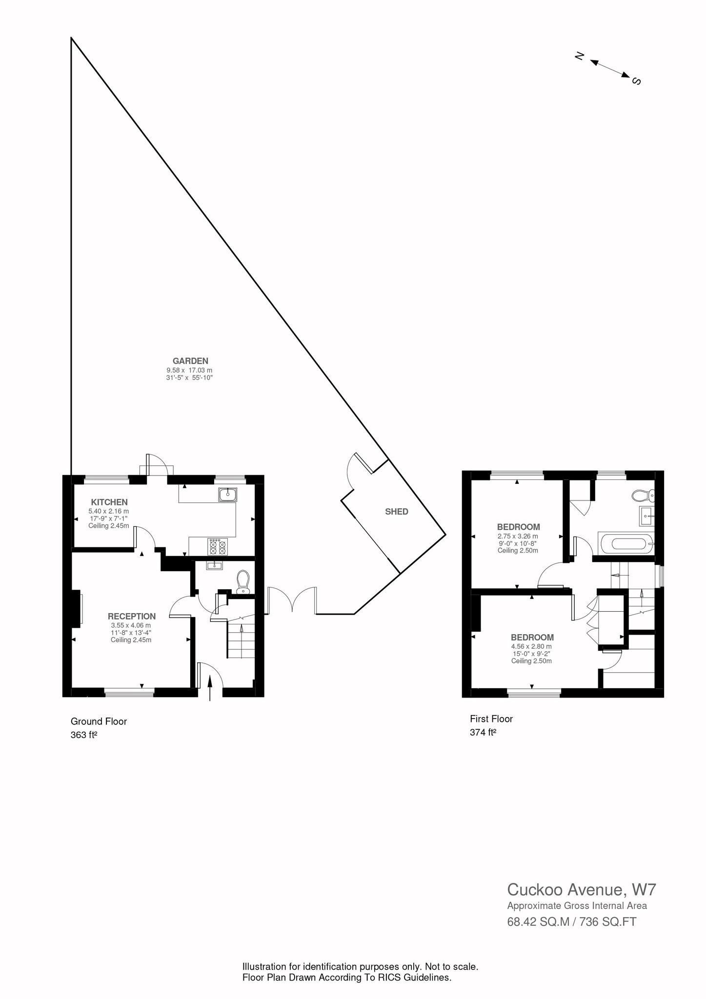 2 bed terraced house for sale in Cuckoo Avenue, Hanwell - Property Floorplan