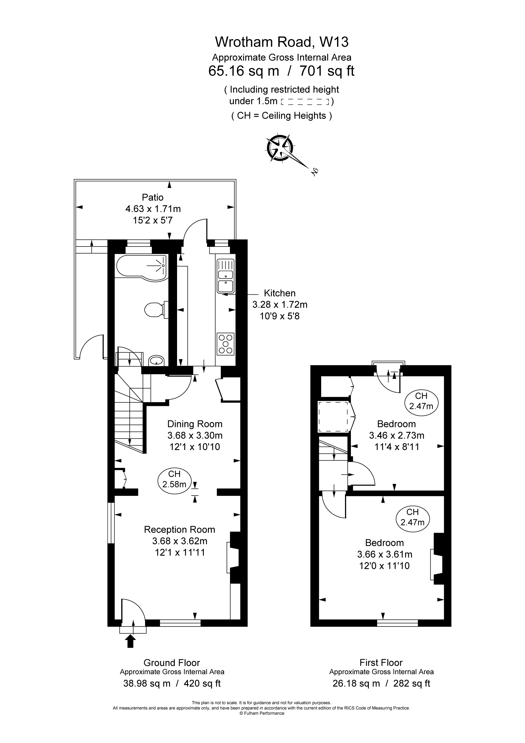 2 bed terraced house to rent in Wrotham Road, Ealing - Property Floorplan