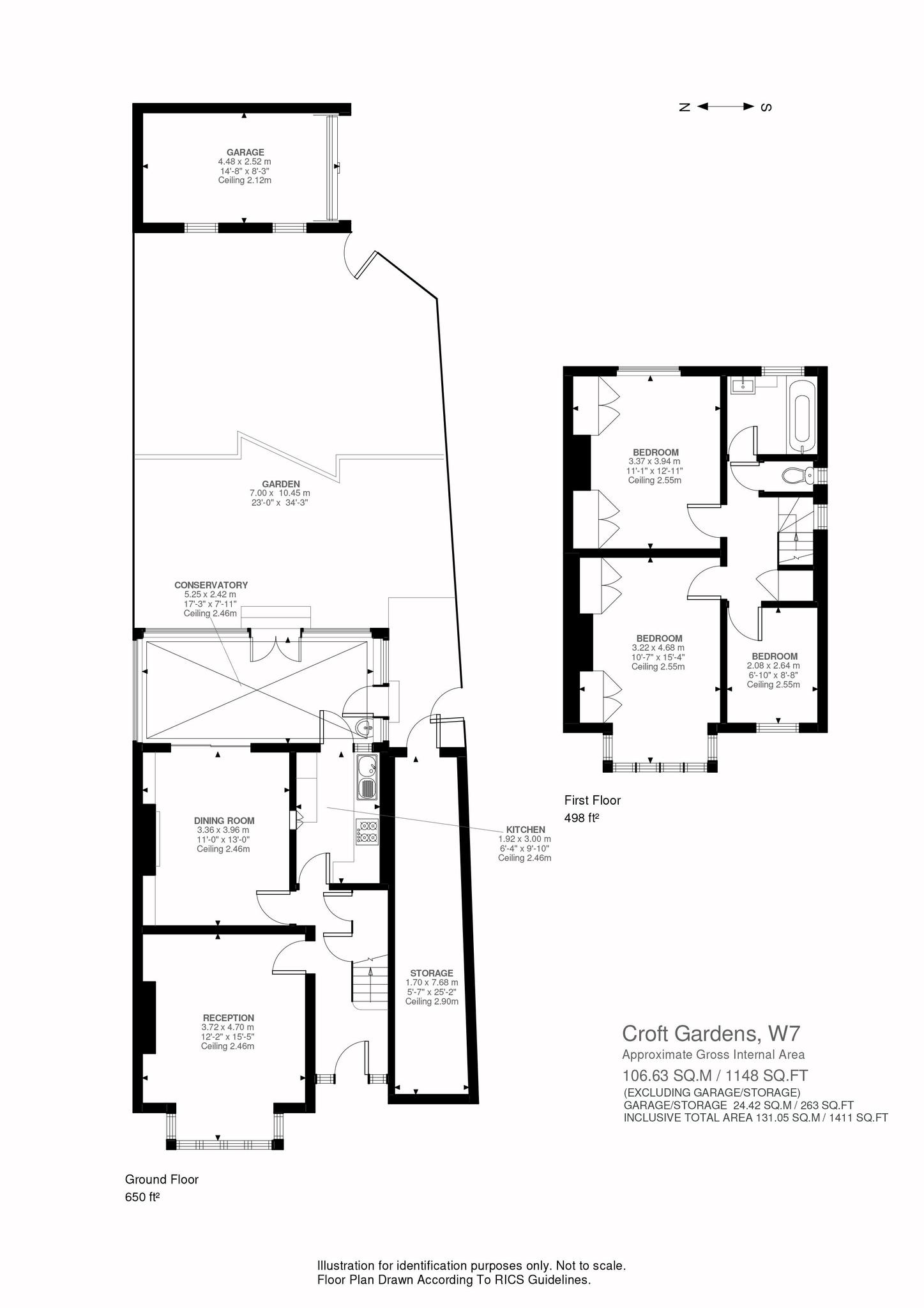 3 bed end of terrace house for sale in Croft Gardens, Ealing - Property Floorplan