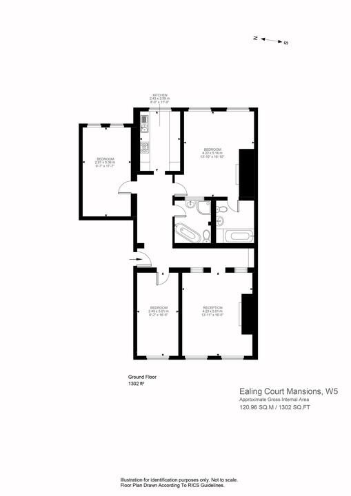 3 bed apartment for sale in Ealing Court Mansions, Ealing - Property Floorplan