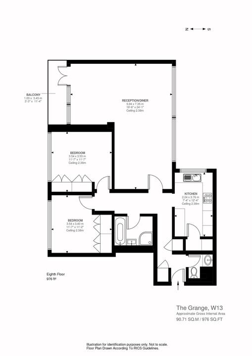 2 bed apartment for sale in The Grange, Ealing - Property Floorplan