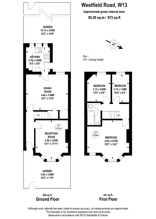 3 bed terraced house for sale in Westfield Road, London - Property Floorplan