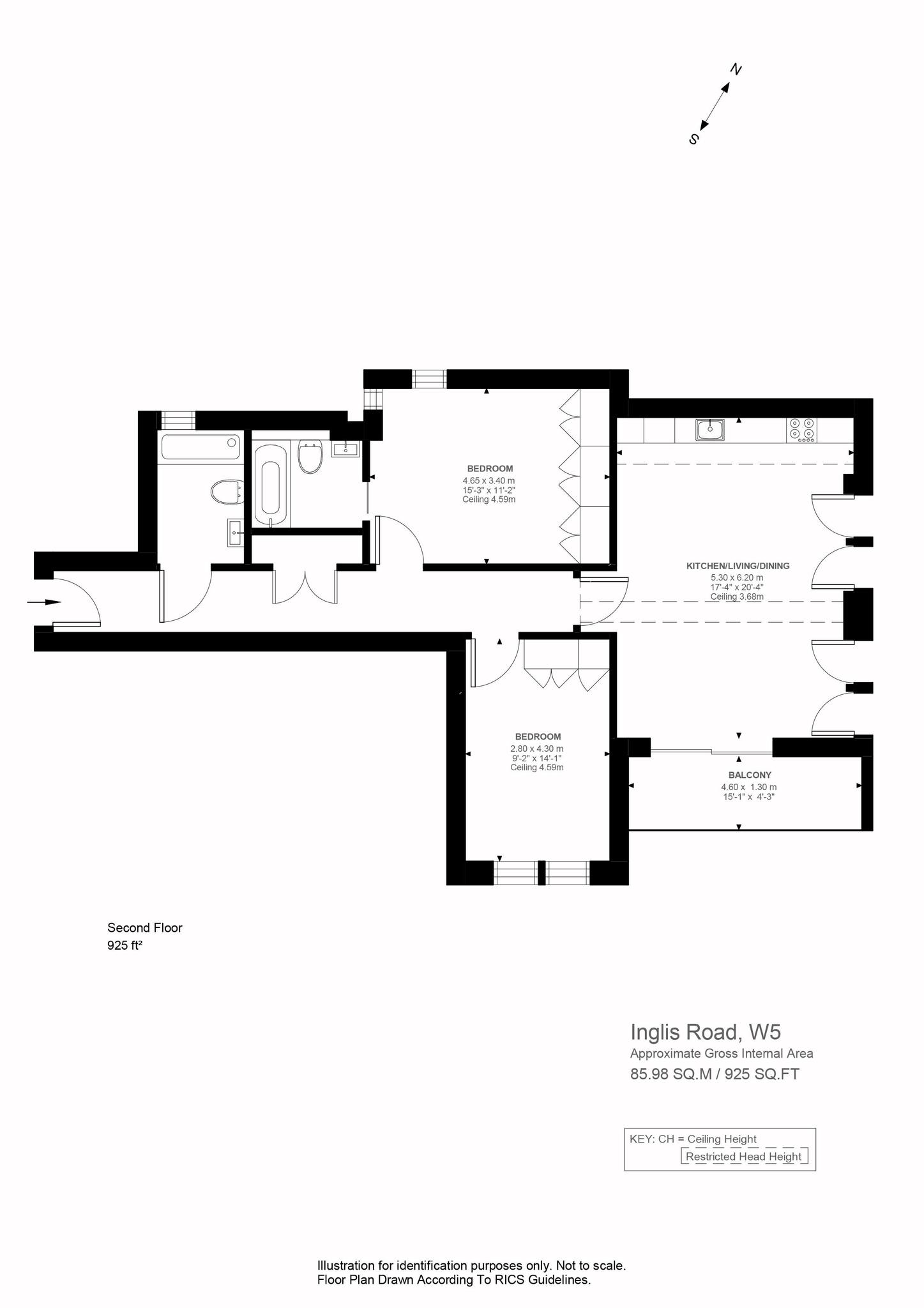 2 bed apartment for sale in Inglis Road, Ealing - Property Floorplan