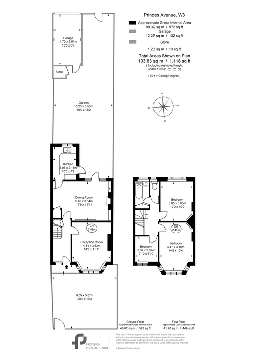 3 bed terraced house for sale in Princes Avenue, Acton - Property Floorplan