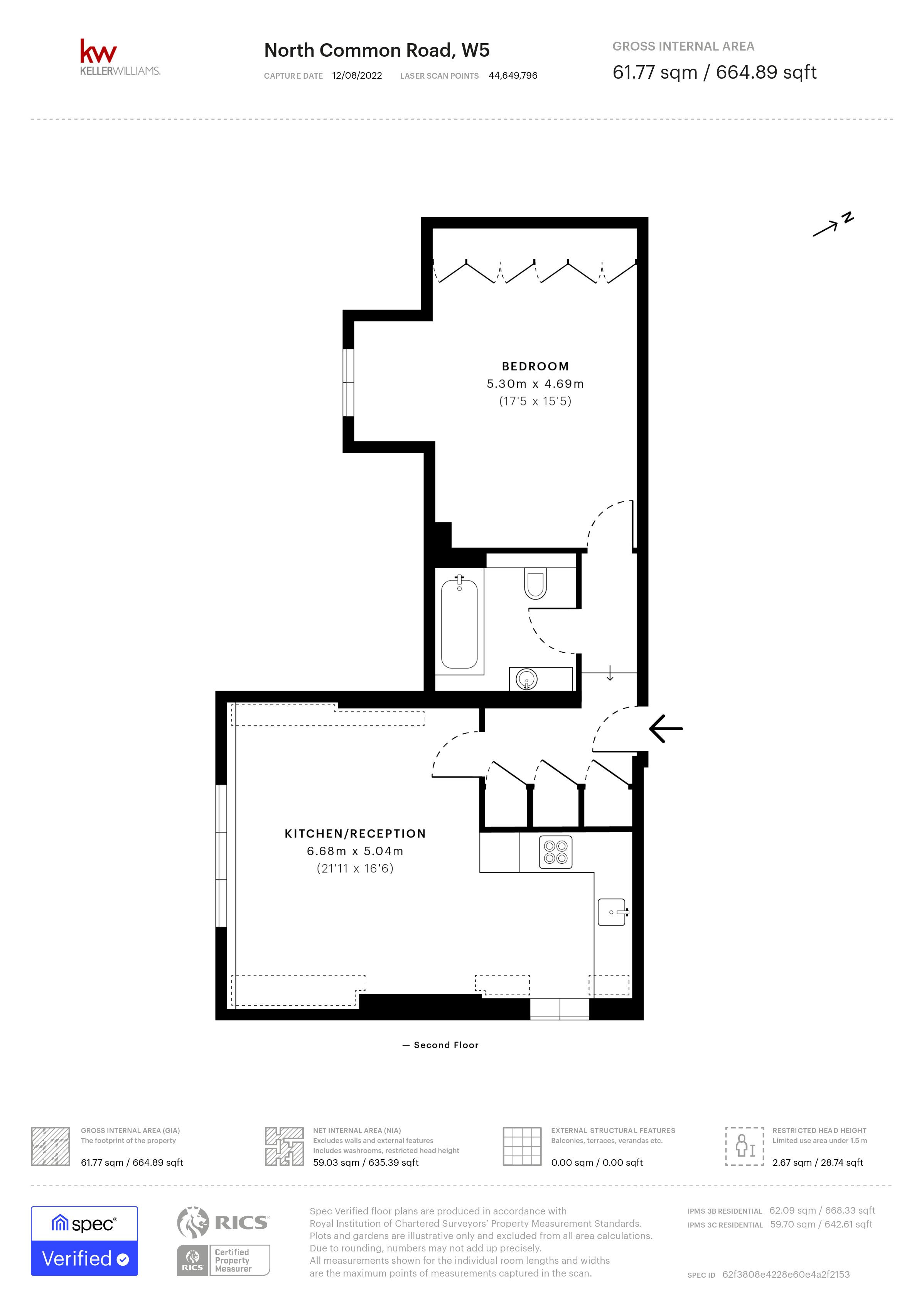 1 bed apartment to rent in North Common Road, Ealing - Property Floorplan
