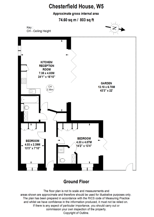 2 bed apartment for sale in Hamilton Road, Ealing - Property Floorplan