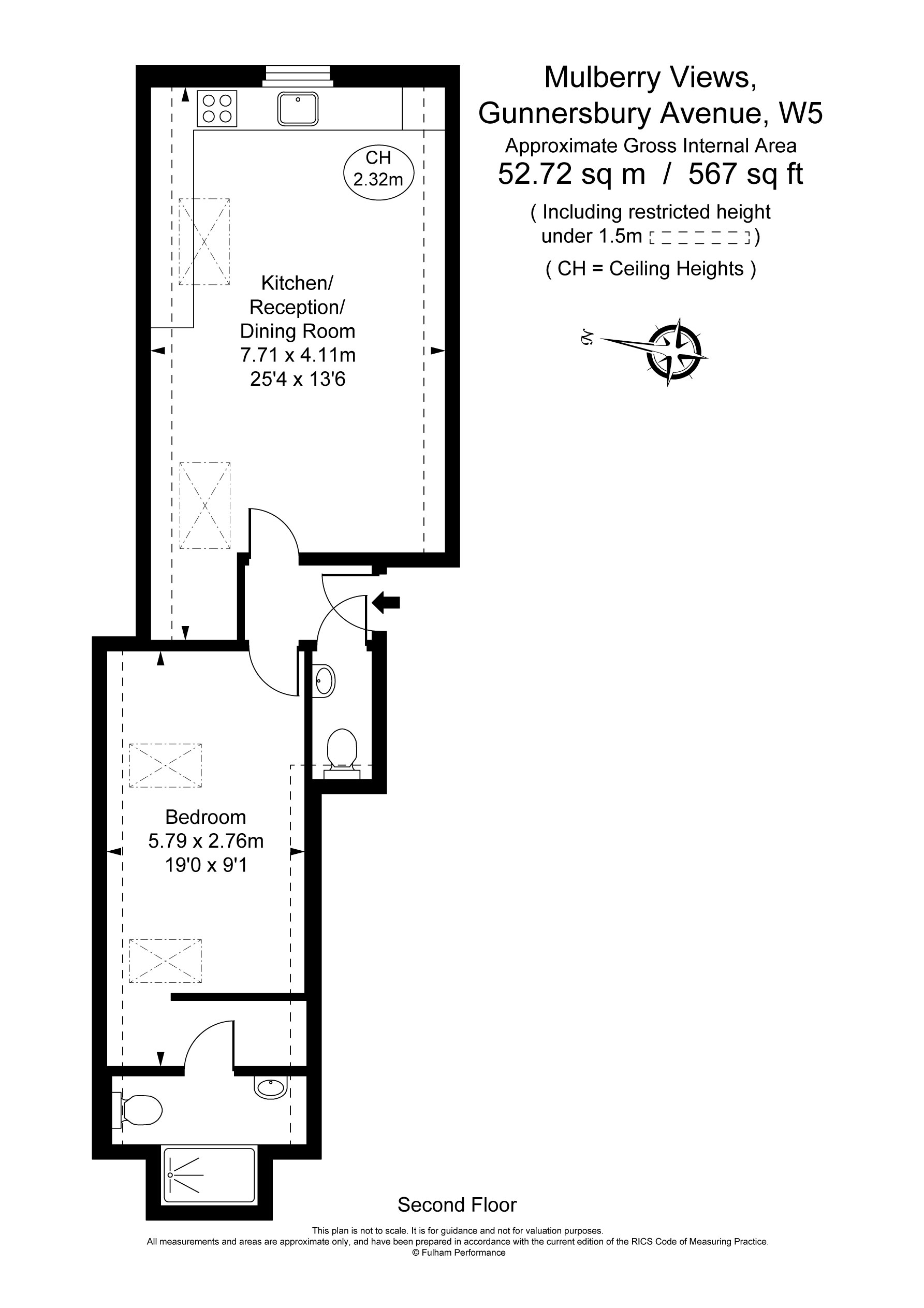 1 bed apartment for sale in Gunnersbury Avenue, Ealing - Property Floorplan