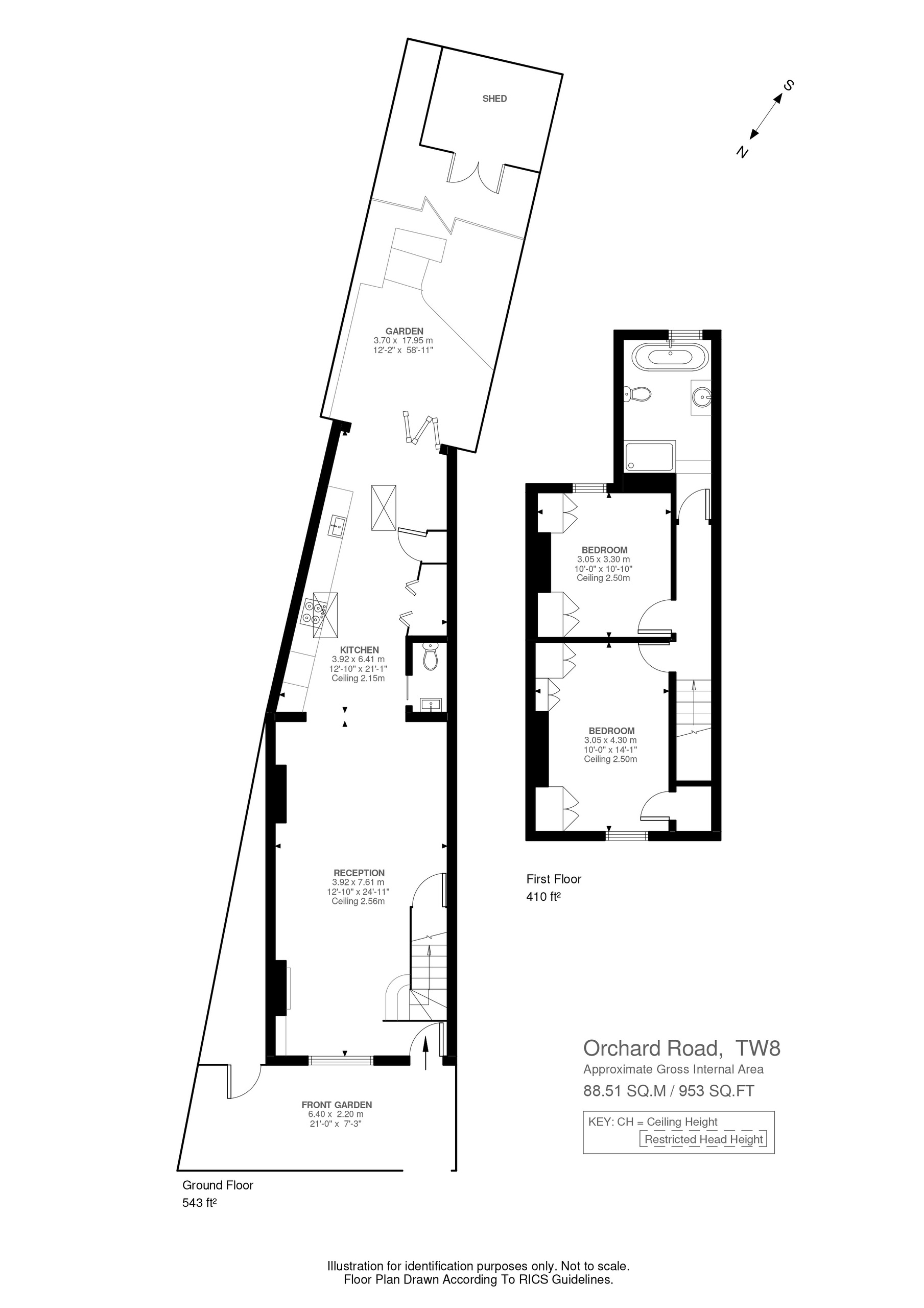 2 bed end of terrace house for sale in Orchard Road, Brentford - Property Floorplan