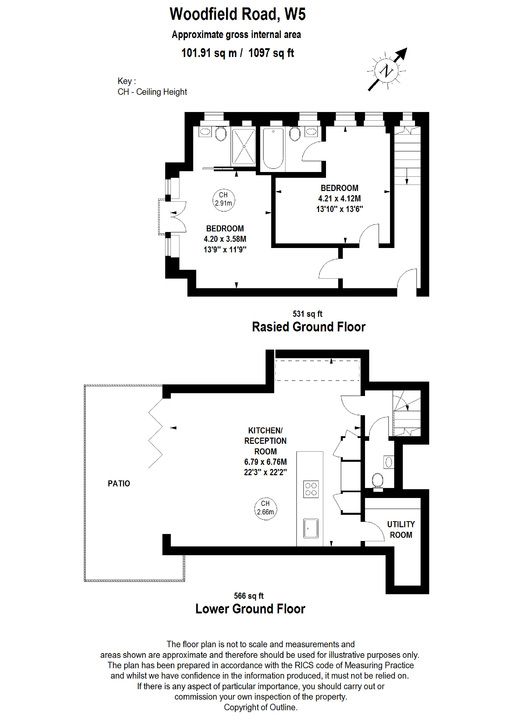 2 bed apartment to rent in Woodfield Road, London - Property Floorplan