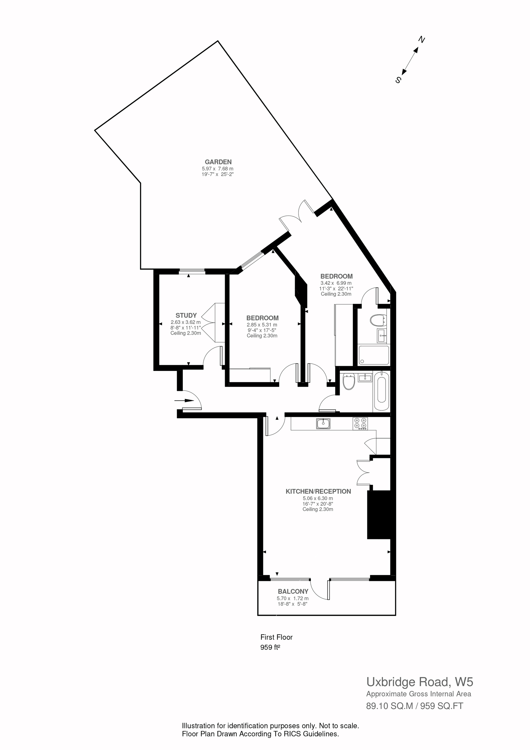 3 bed apartment for sale in Uxbridge Road, Ealing - Property Floorplan