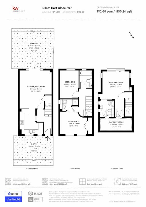 3 bed terraced house to rent in Billets Hart Close, London - Property Floorplan