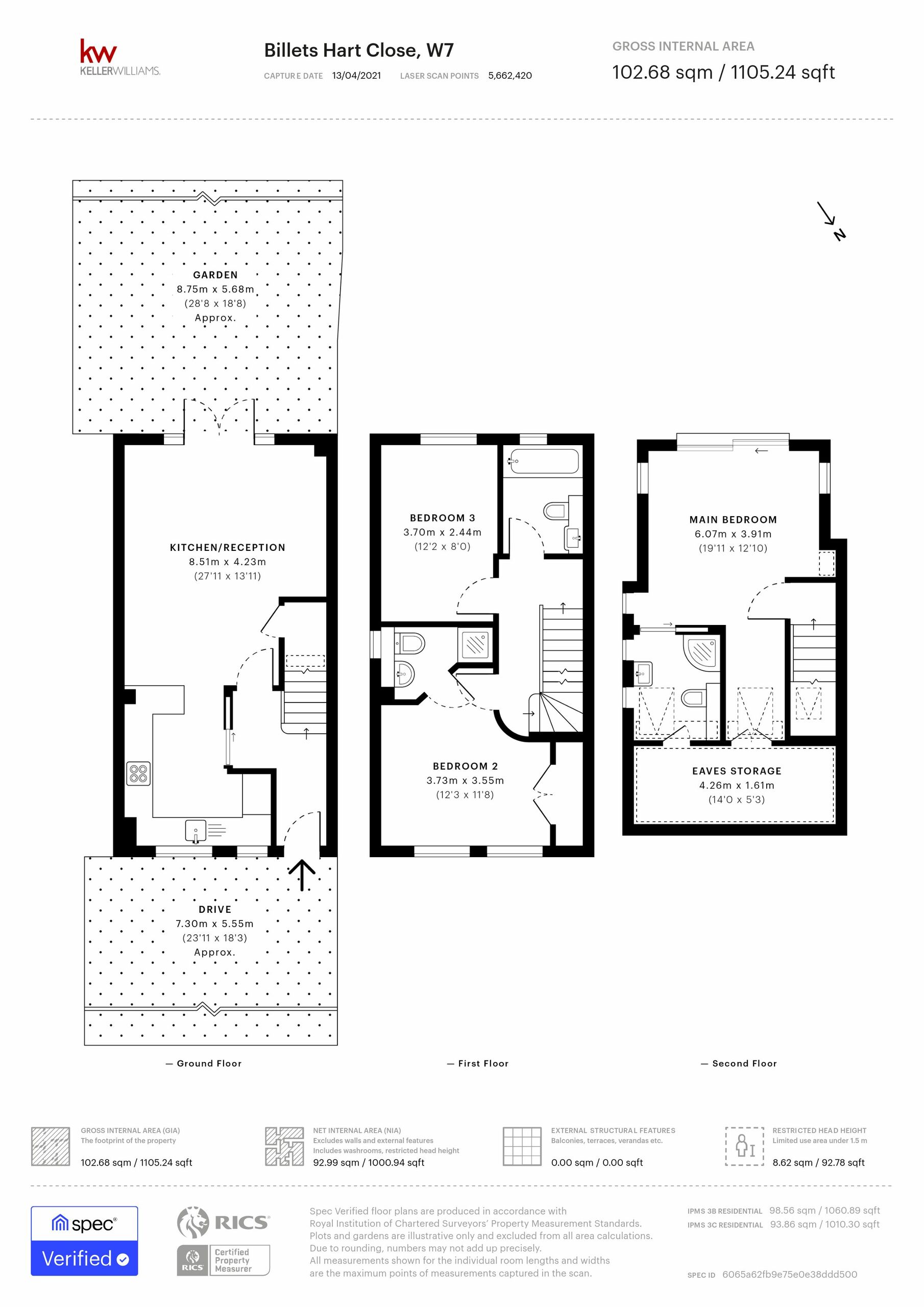 3 bed terraced house to rent in Billets Hart Close, London - Property Floorplan