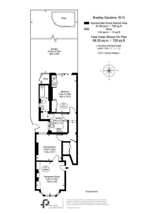 1 bed apartment for sale in Bradley Gardens, Ealing, London, W13 - Property Floorplan