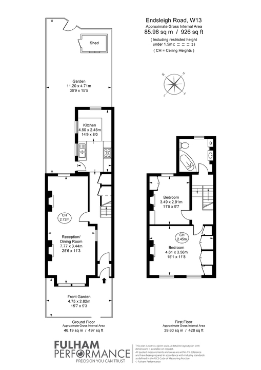 2 bed terraced house for sale in Endsleigh Road, Ealing - Property Floorplan