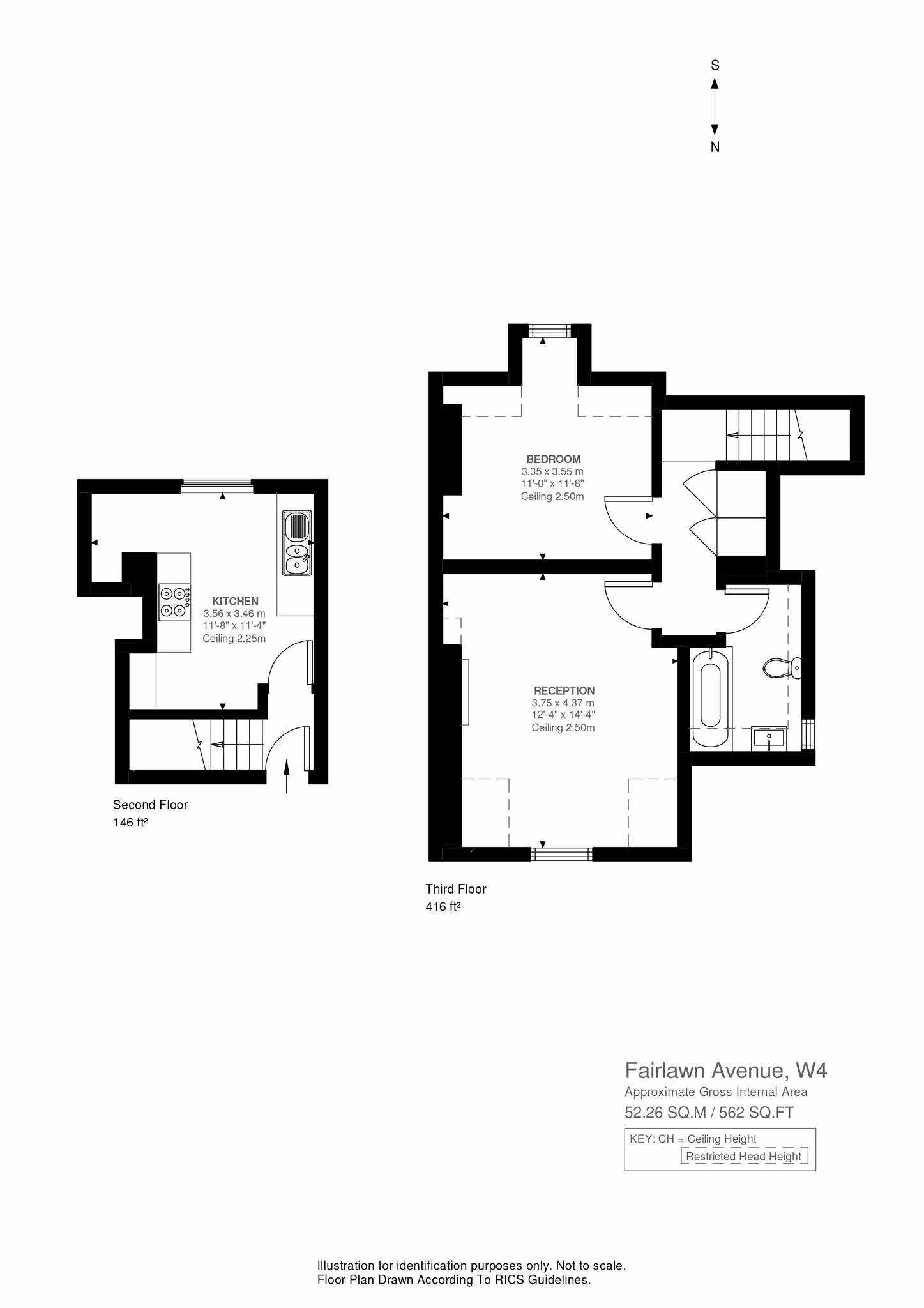 1 bed apartment for sale in Fairlawn Avenue, London - Property Floorplan