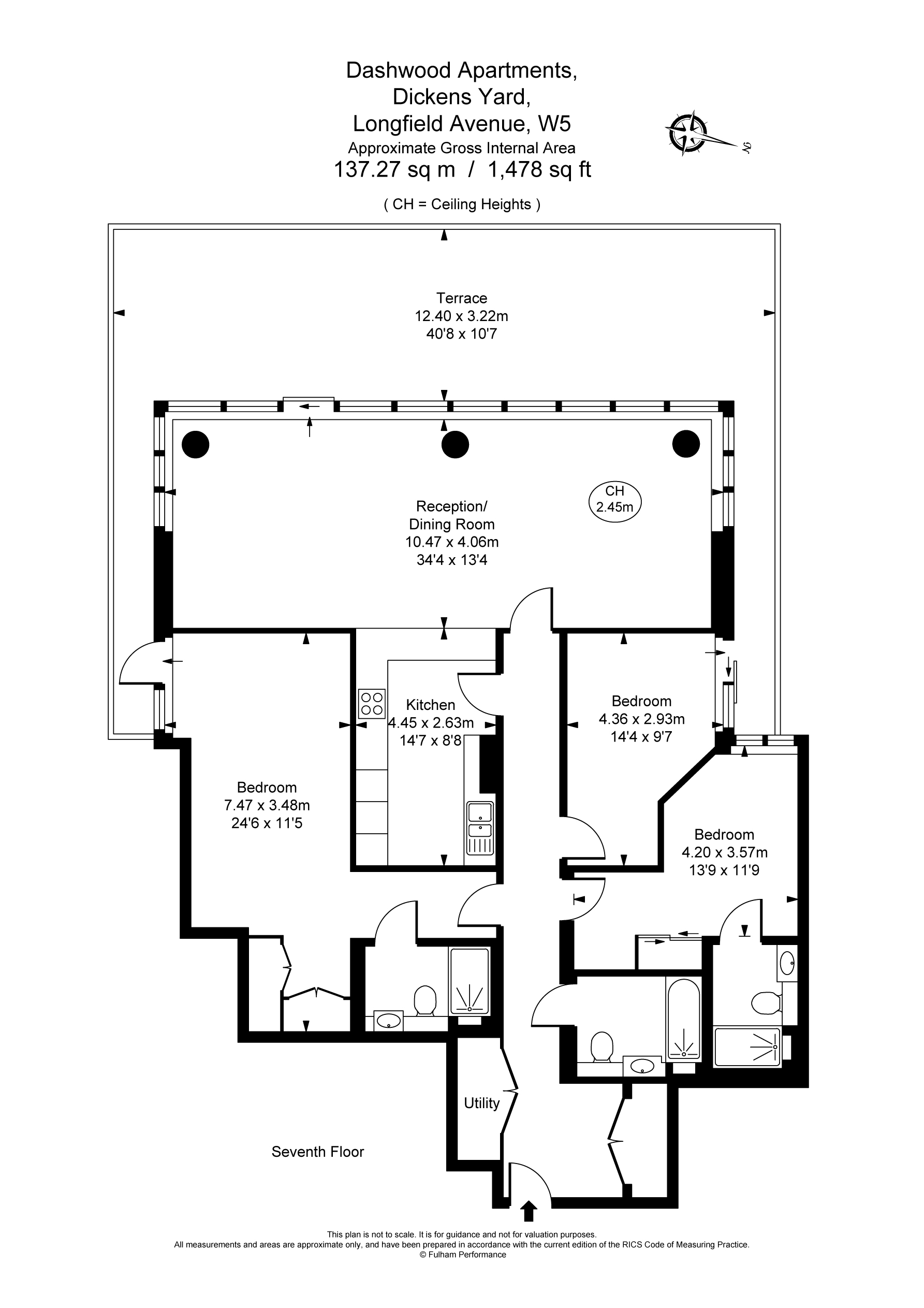 3 bed apartment for sale in Dickens Yard, Ealing - Property Floorplan