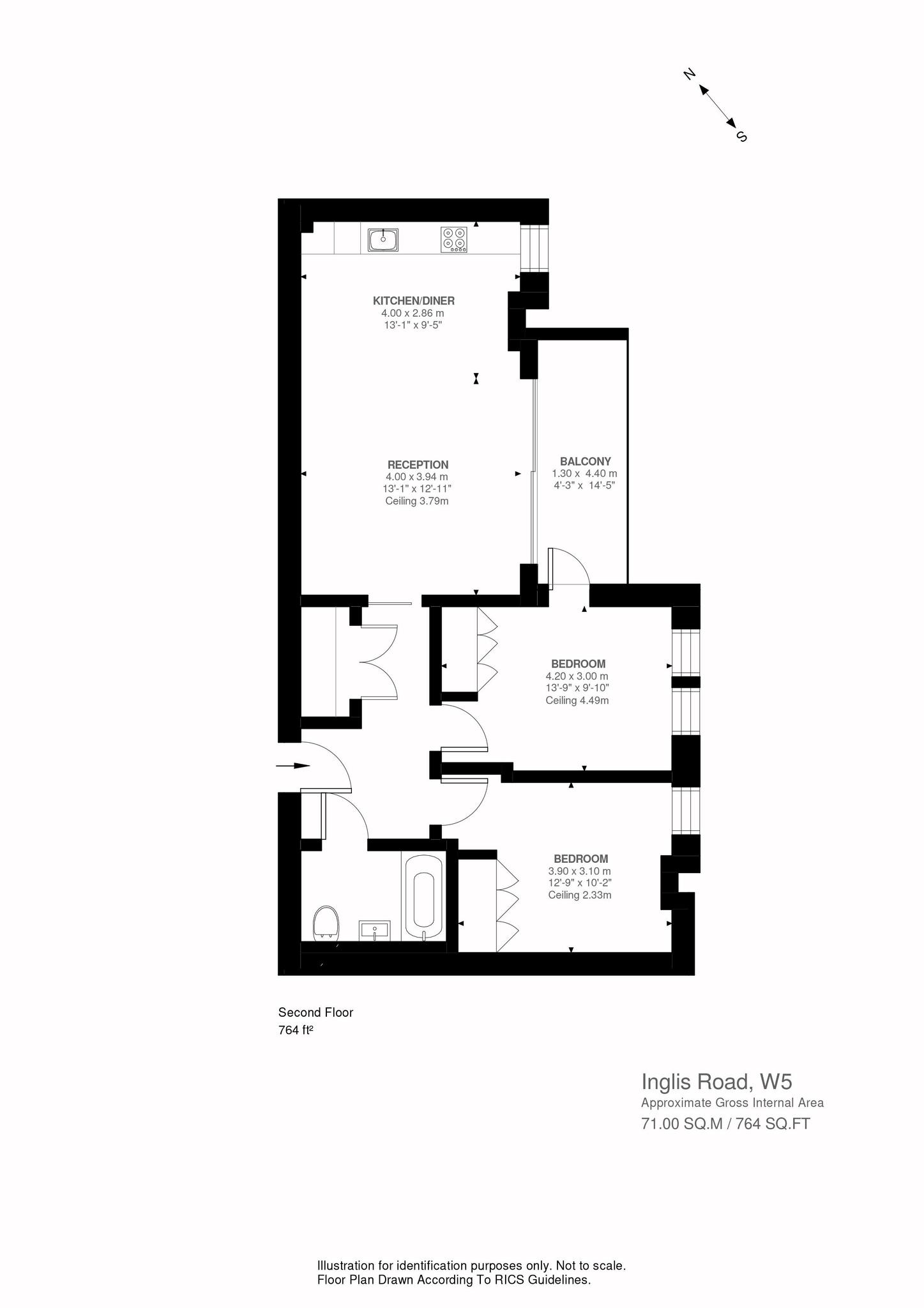 2 bed apartment for sale in Inglis Road, Ealing - Property Floorplan