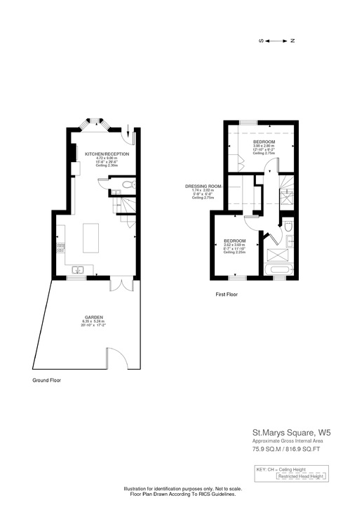 2 bed terraced house for sale in St. Marys Square, Ealing - Property Floorplan