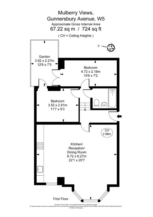 2 bed apartment for sale in Gunnersbury Avenue, Ealing - Property Floorplan