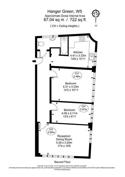 2 bed apartment for sale in Hanger Green, Ealing - Property Floorplan