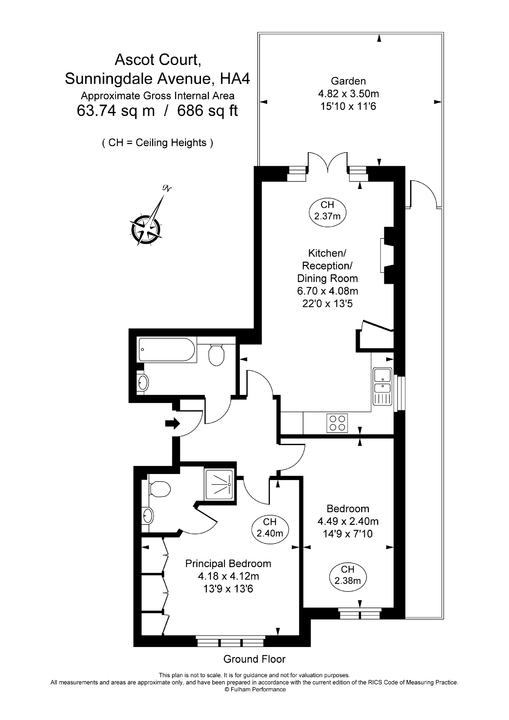 2 bed apartment for sale in Sunningdale Avenue, Ruislip - Property Floorplan