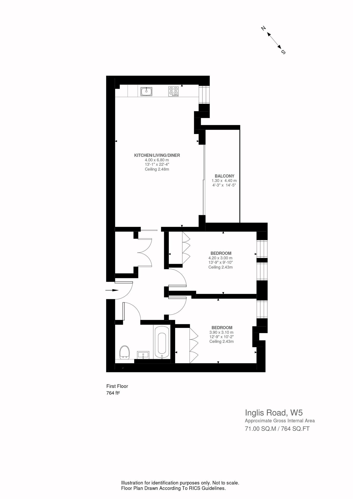 2 bed apartment for sale in Inglis Road, Ealing - Property Floorplan