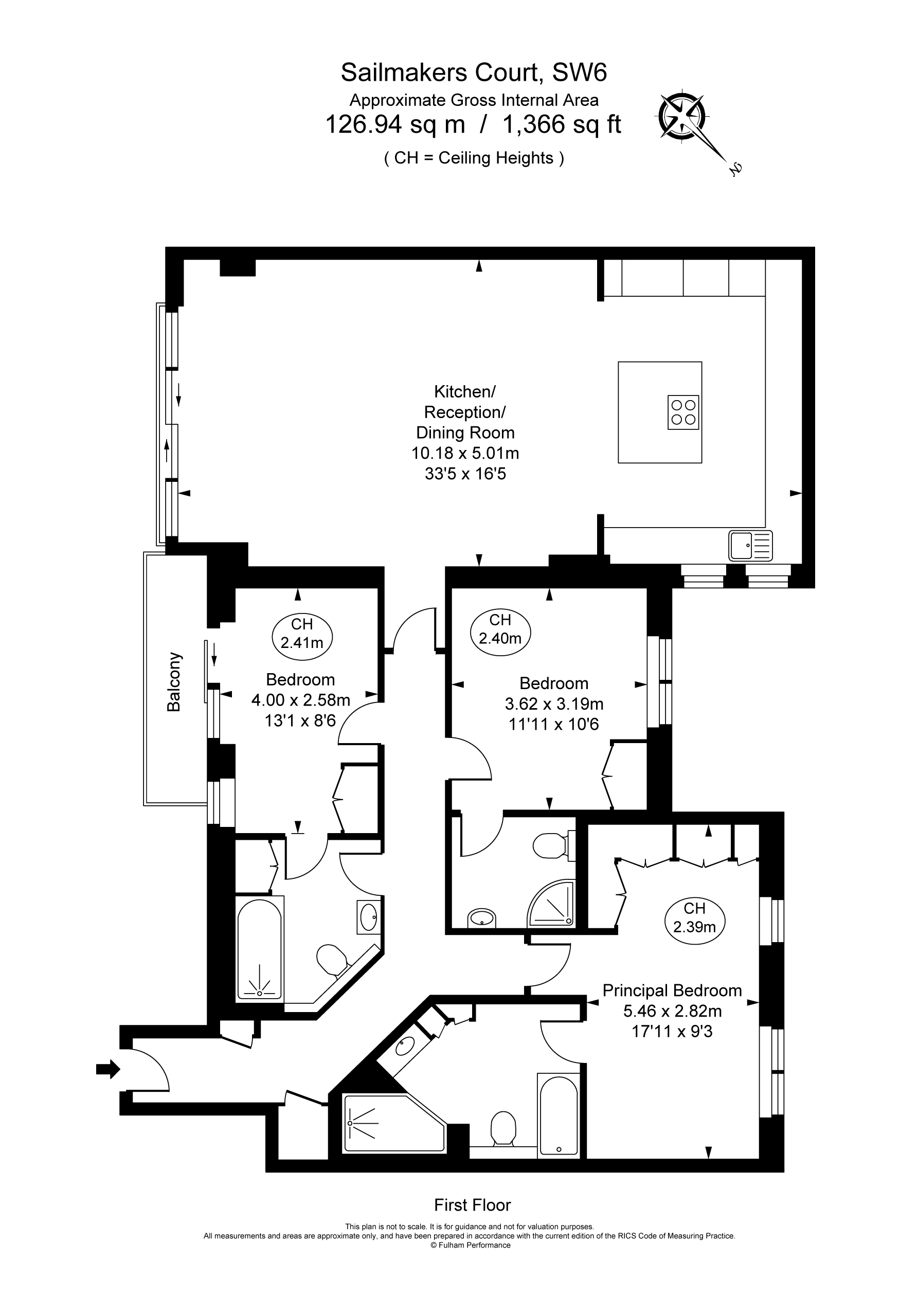 3 bed apartment to rent in Sailmakers Court, London - Property Floorplan