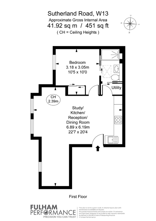 1 bed apartment for sale in Sutherland Road, Ealing - Property Floorplan