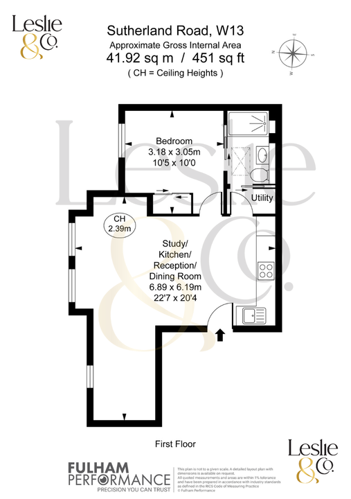 1 bed apartment for sale in Sutherland Road, Ealing, London, W13 - Property Floorplan