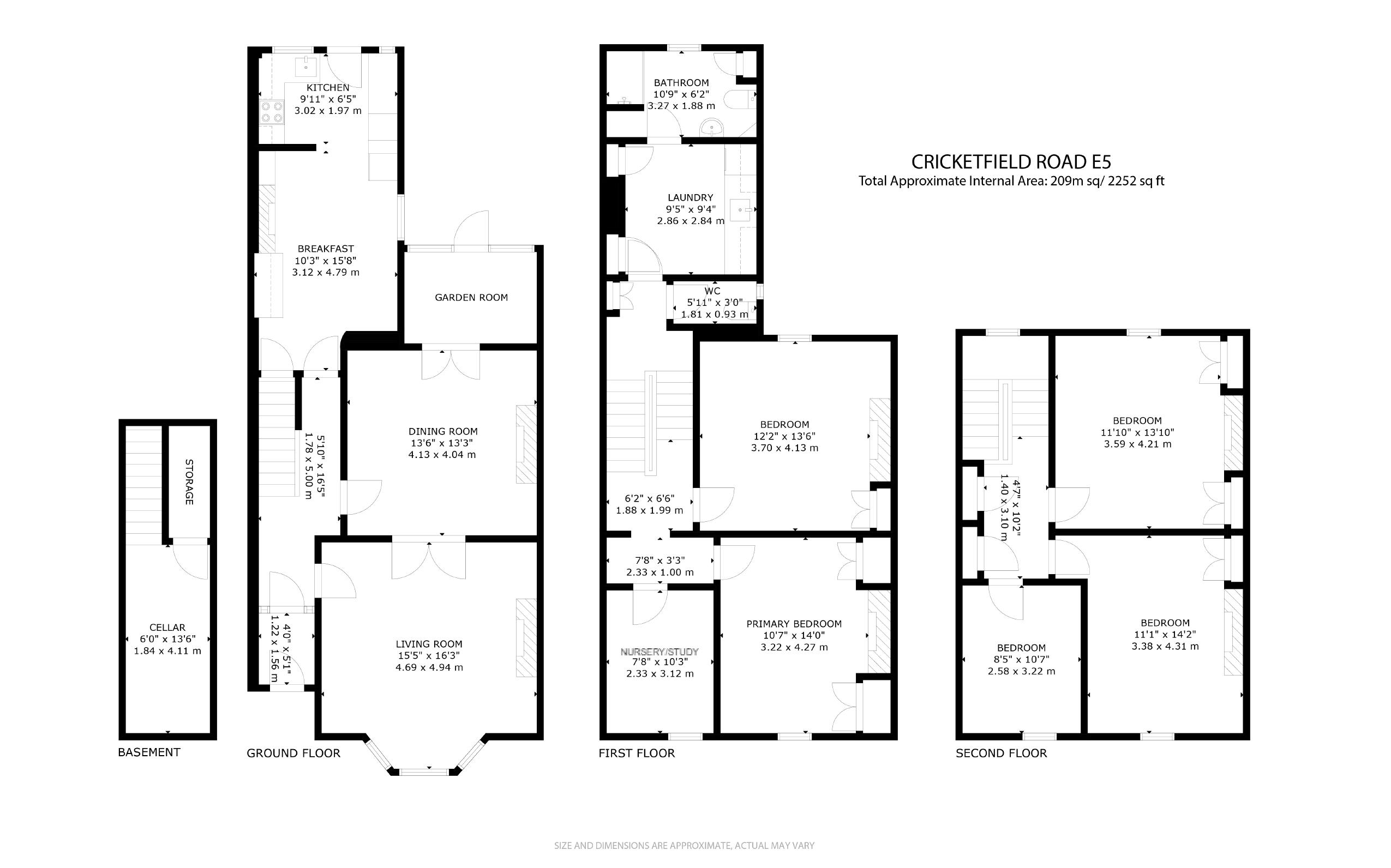 5 bed terraced house for sale in Cricketfield Road, Hackney - Property floorplan