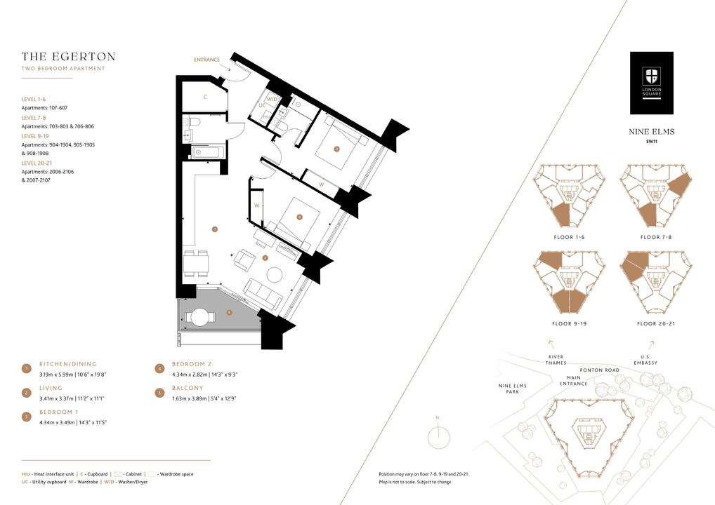 2 bed apartment for sale in Pontoon Road, Nine Elms - Property floorplan