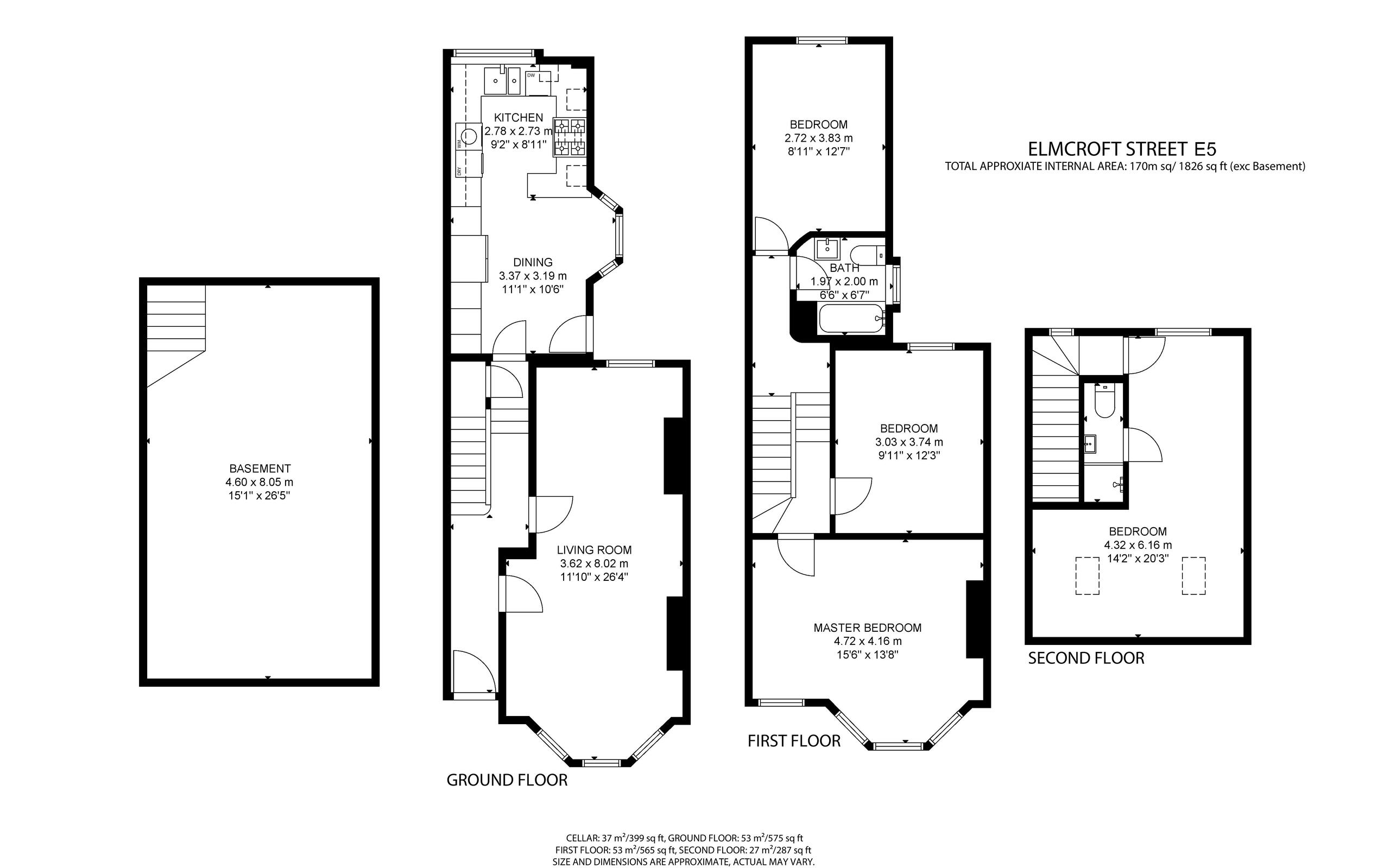 4 bed terraced house for sale in Elmcroft Street, Hackney - Property floorplan