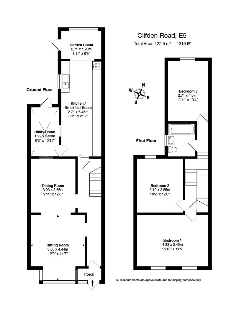3 bed terraced house for sale in Clifden Road, Hackney - Property floorplan