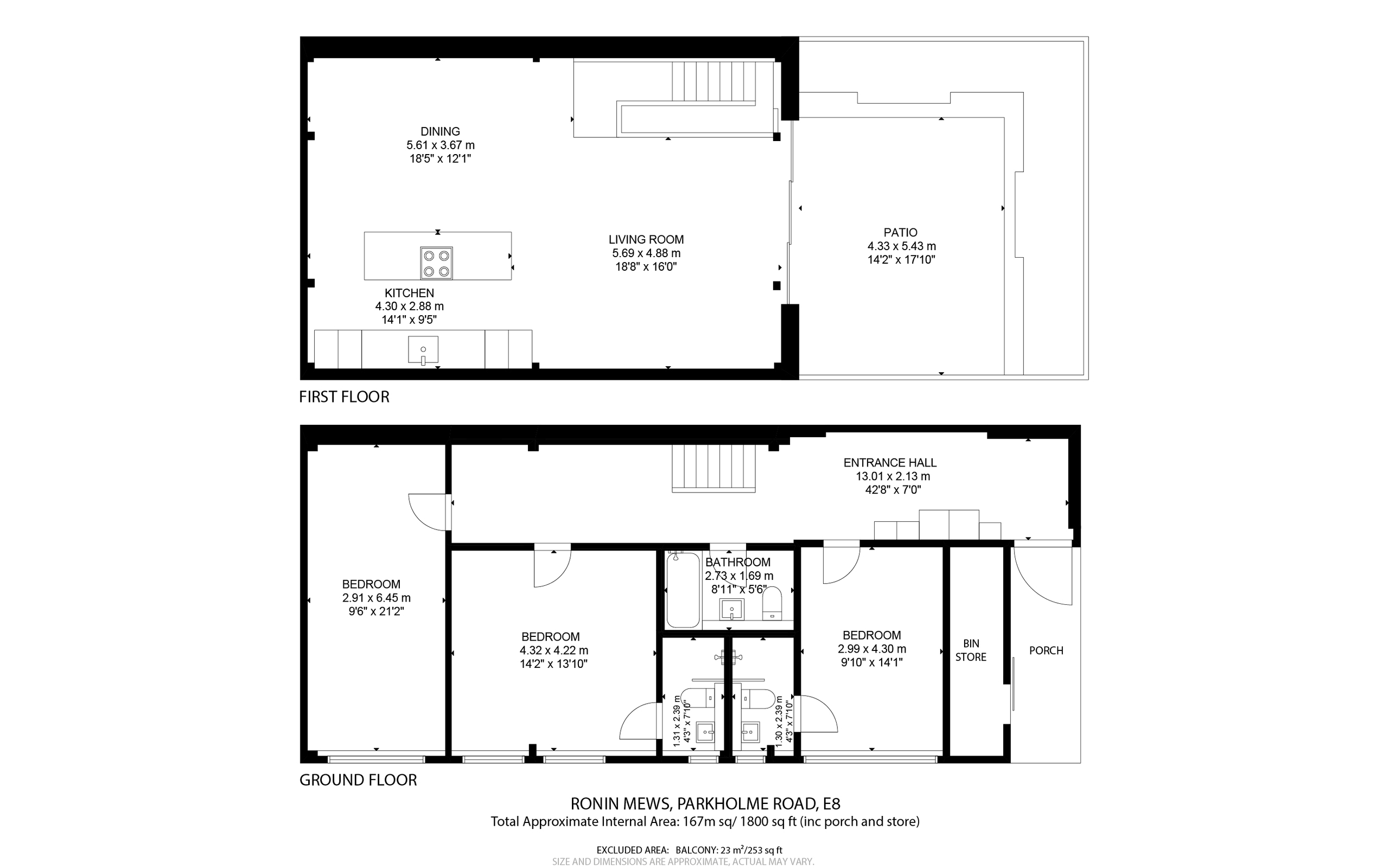 3 bed mews house for sale in Ronin Mews, Hackney - Property floorplan