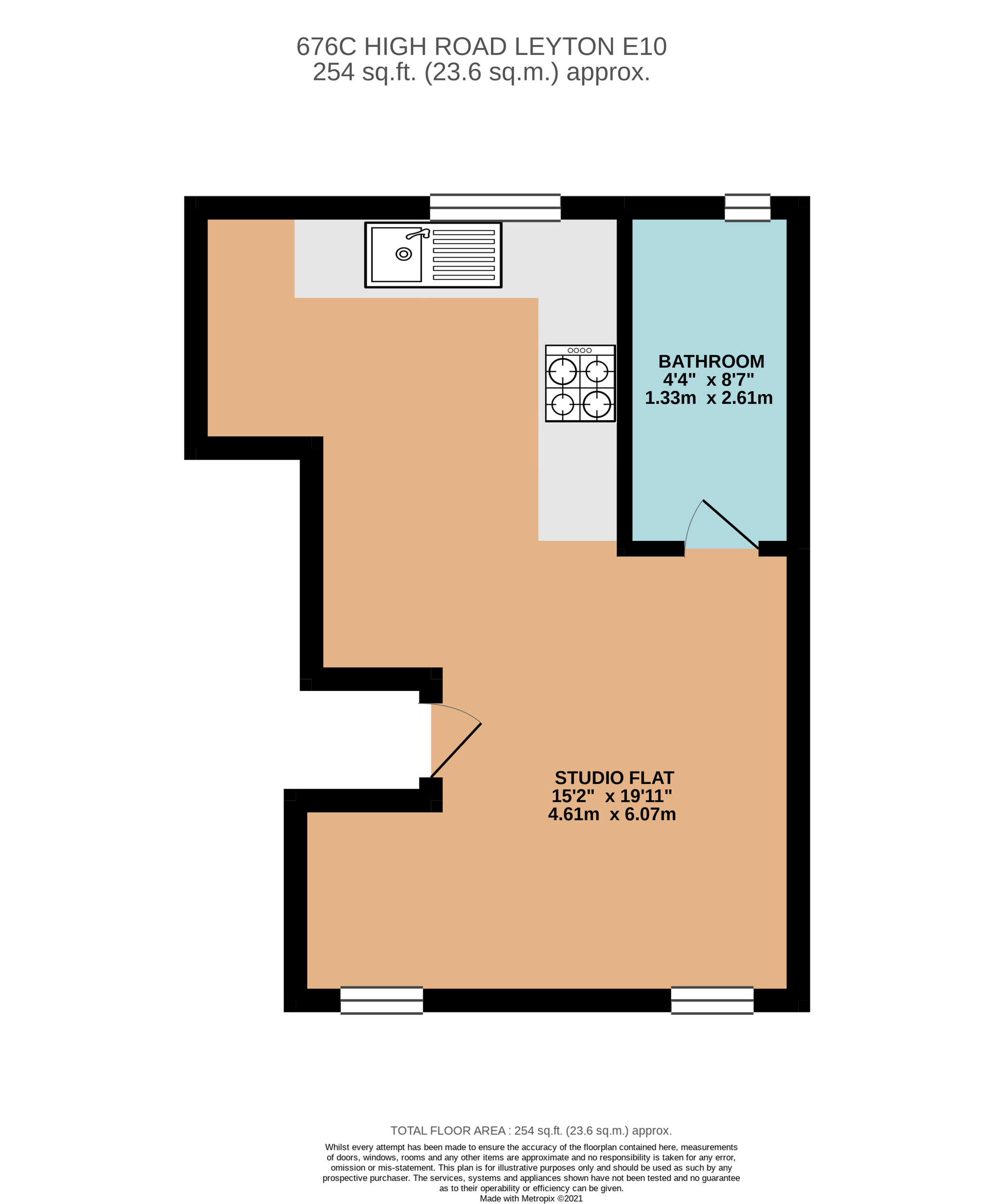 1 bed apartment to rent in High Road Leyton, Leyton - Property floorplan