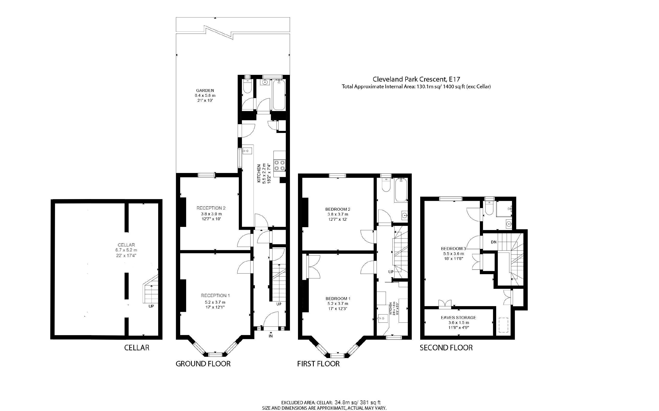 4 bed terraced house for sale in Cleveland Park Crescent, Walthamstow - Property floorplan