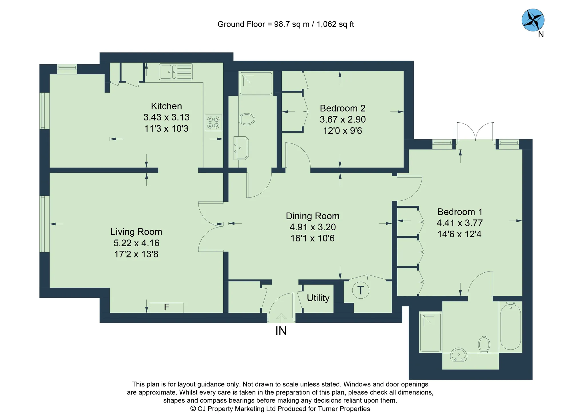 2 bed ground floor flat for sale in The Sidings, Oxford - Property floorplan