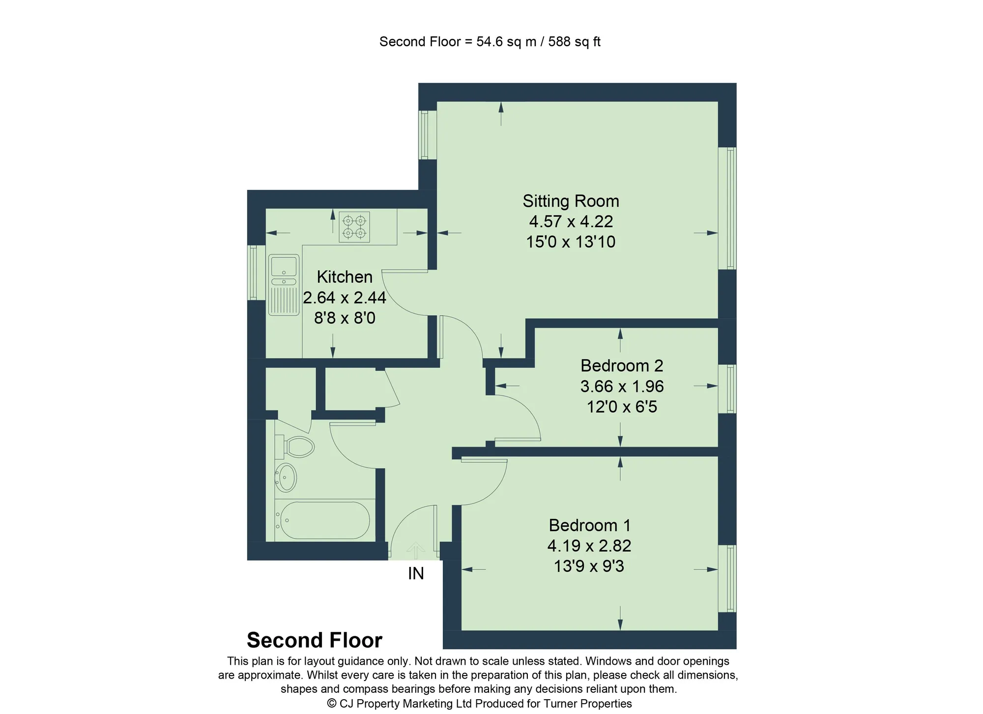 2 bed apartment for sale in Kimber Close, Oxford - Property floorplan