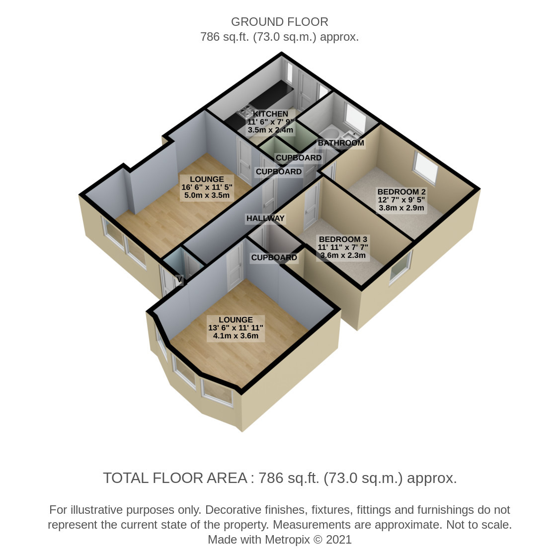 3 bed flat to rent in Baldric Road, Glasgow - Property Floorplan