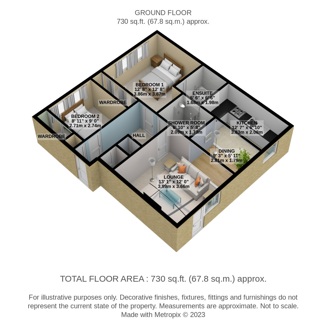 2 bed flat to rent in Glasgow - Property Floorplan