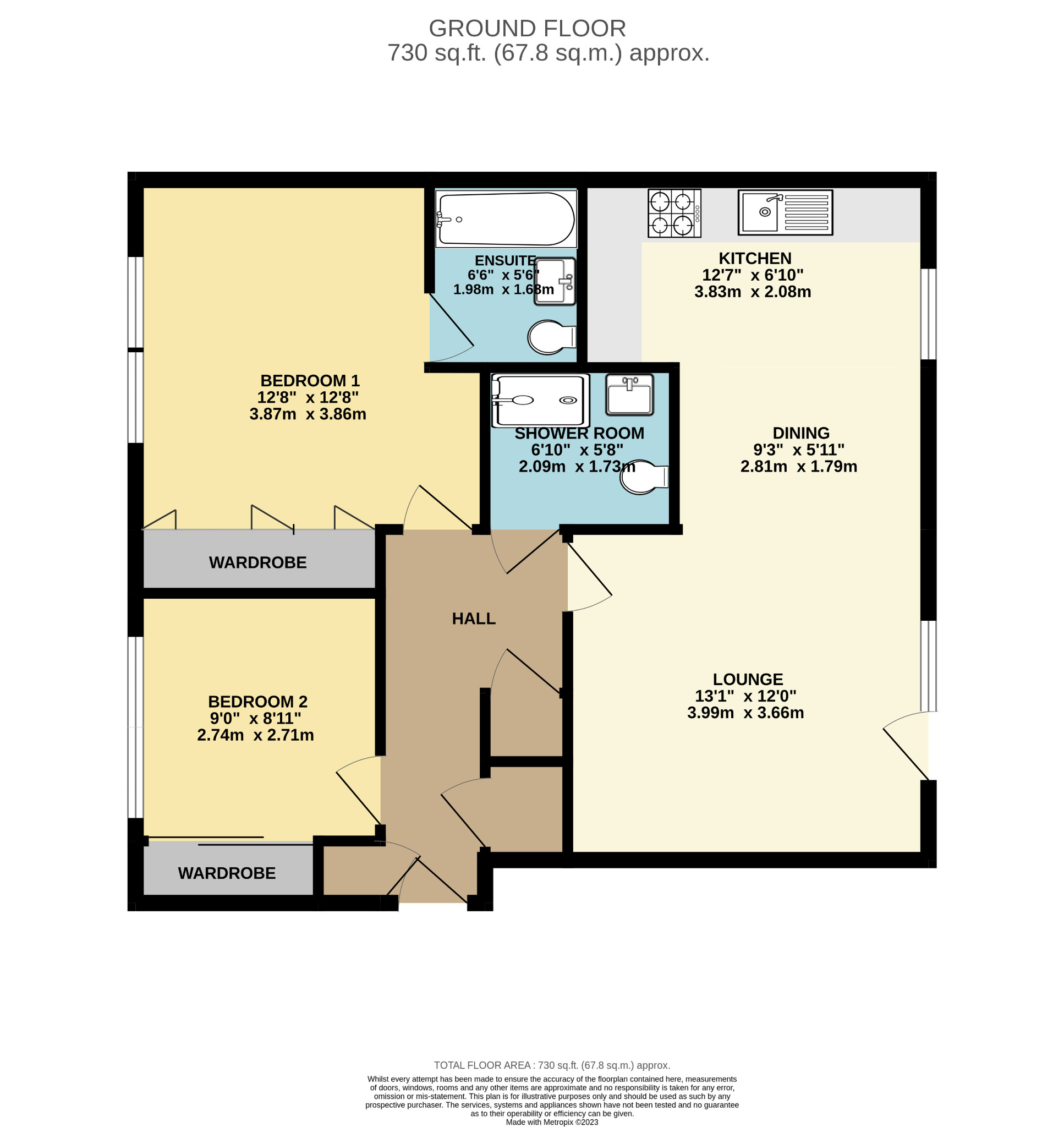 2 bed flat to rent in Glasgow - Property Floorplan