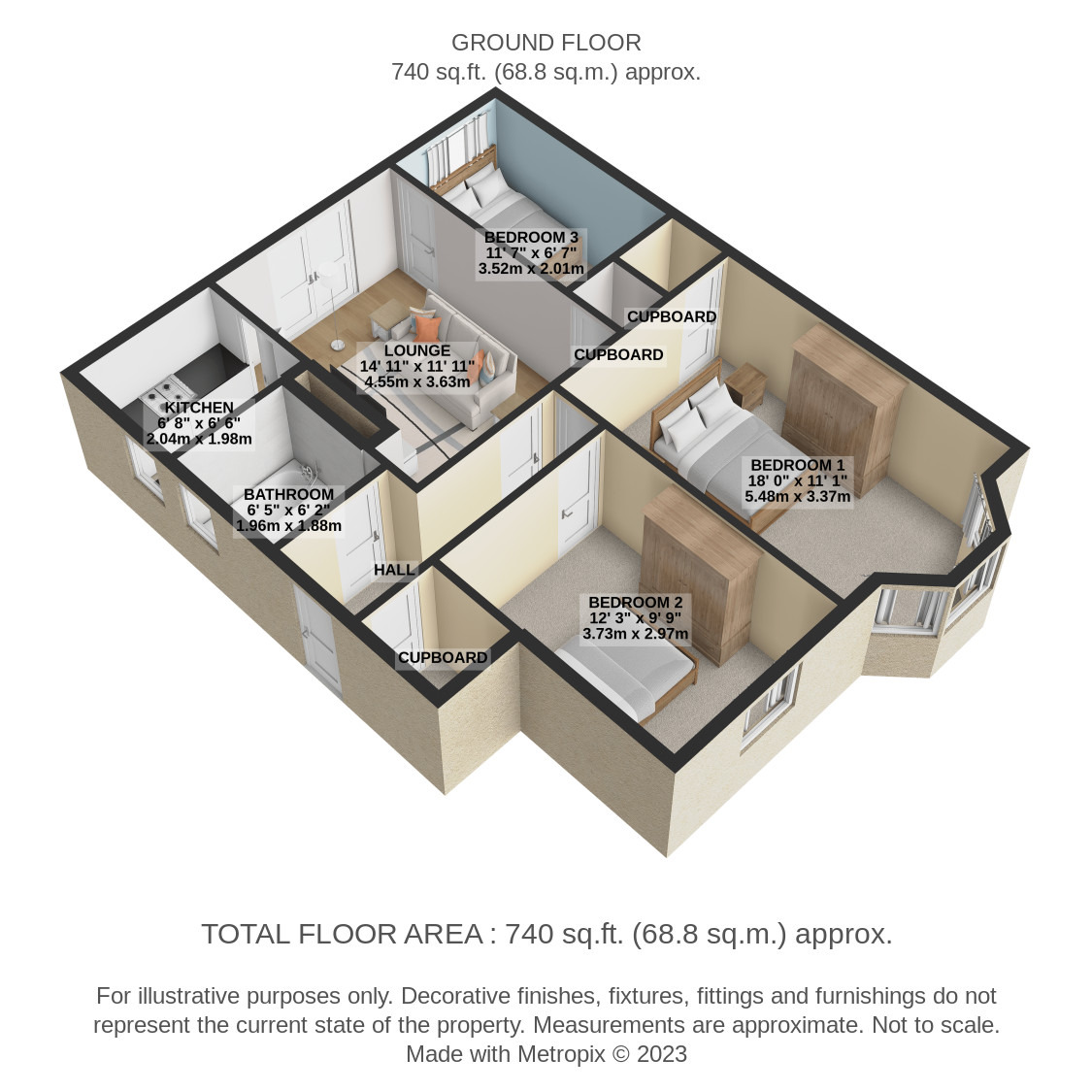 3 bed ground floor flat to rent in Mosspark Drive, Glasgow - Property Floorplan