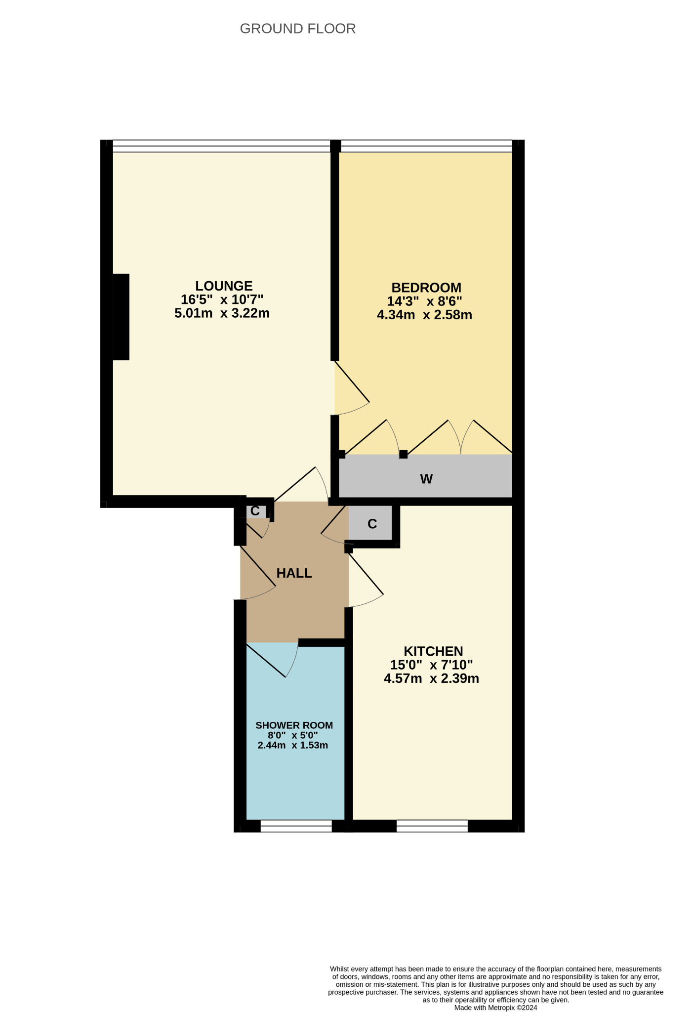 1 bed flat for sale in Well Green, Glasgow - Property floorplan
