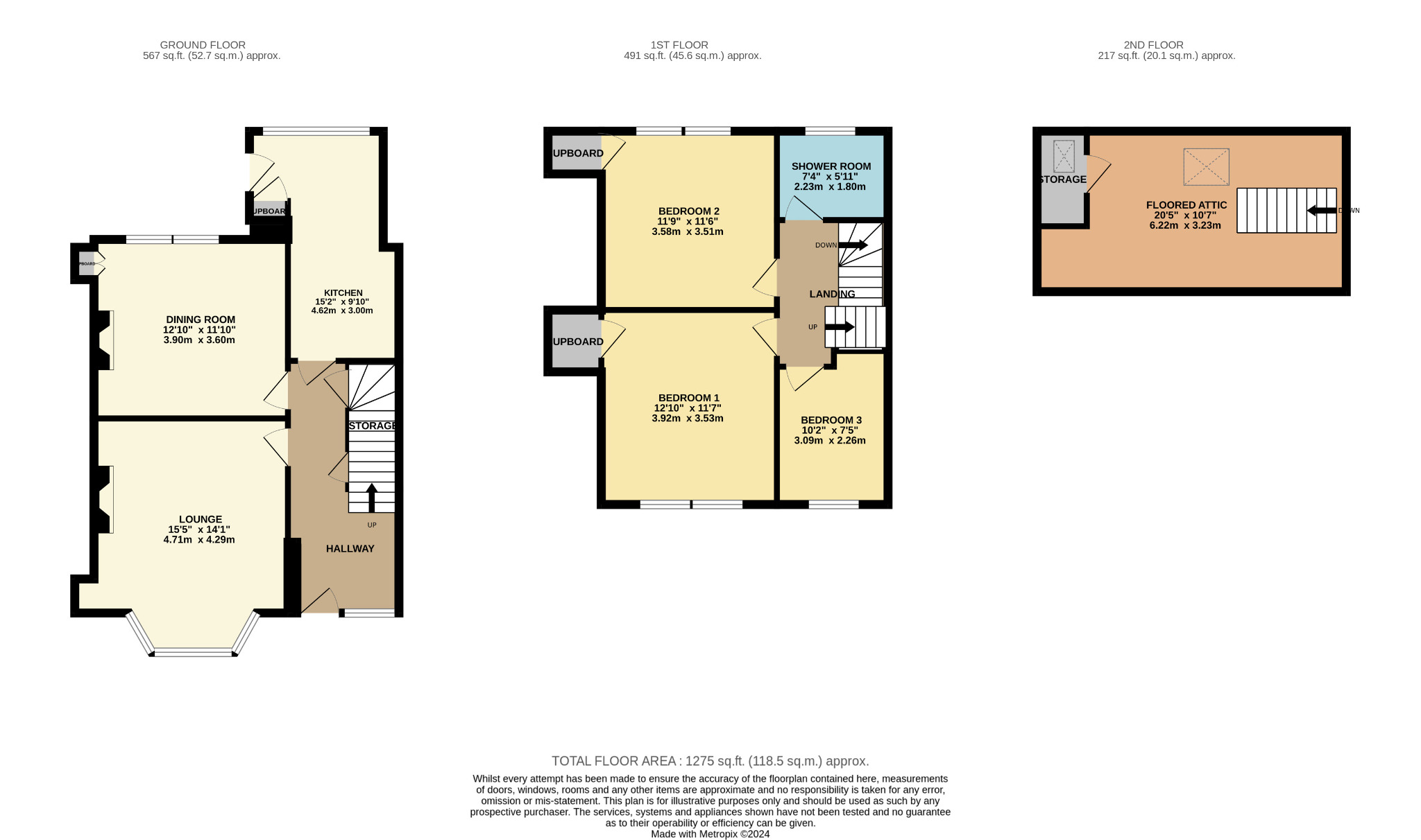 3 bed terraced house for sale in Kinmount Avenue, Glasgow - Property floorplan
