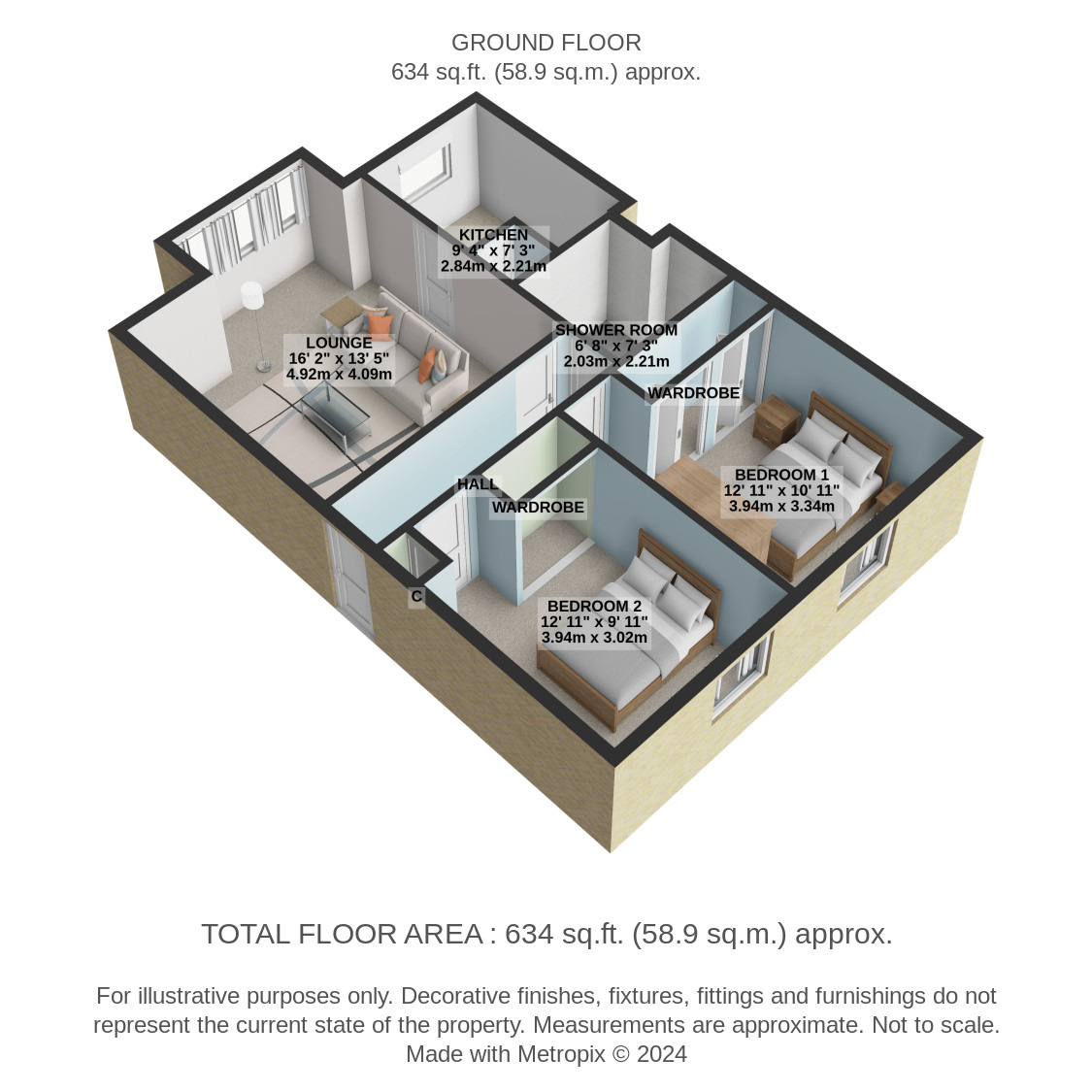 2 bed flat for sale in Parsonage Square, Glasgow - Property floorplan