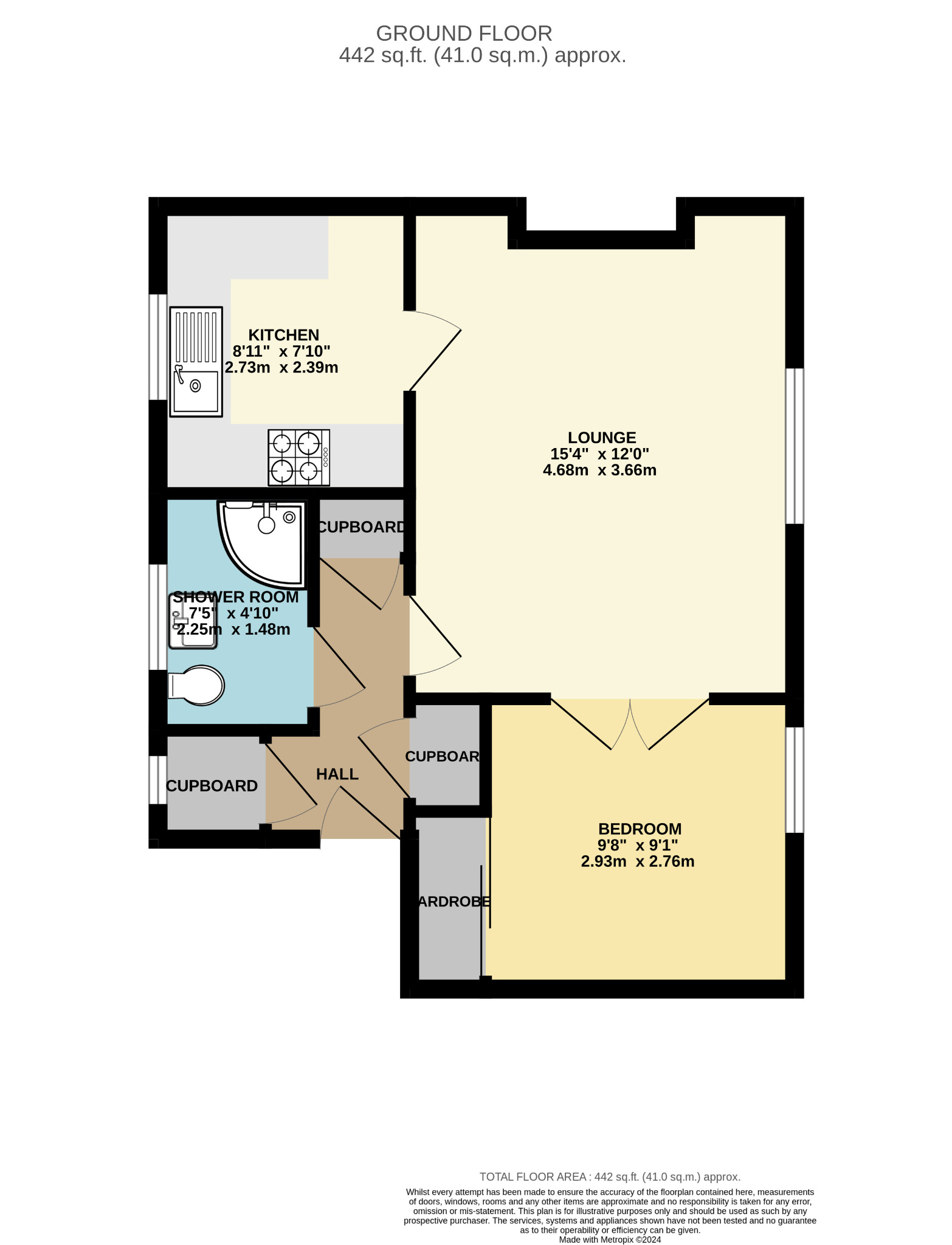 1 bed flat for sale in Stoneside Square, Glasgow - Property floorplan