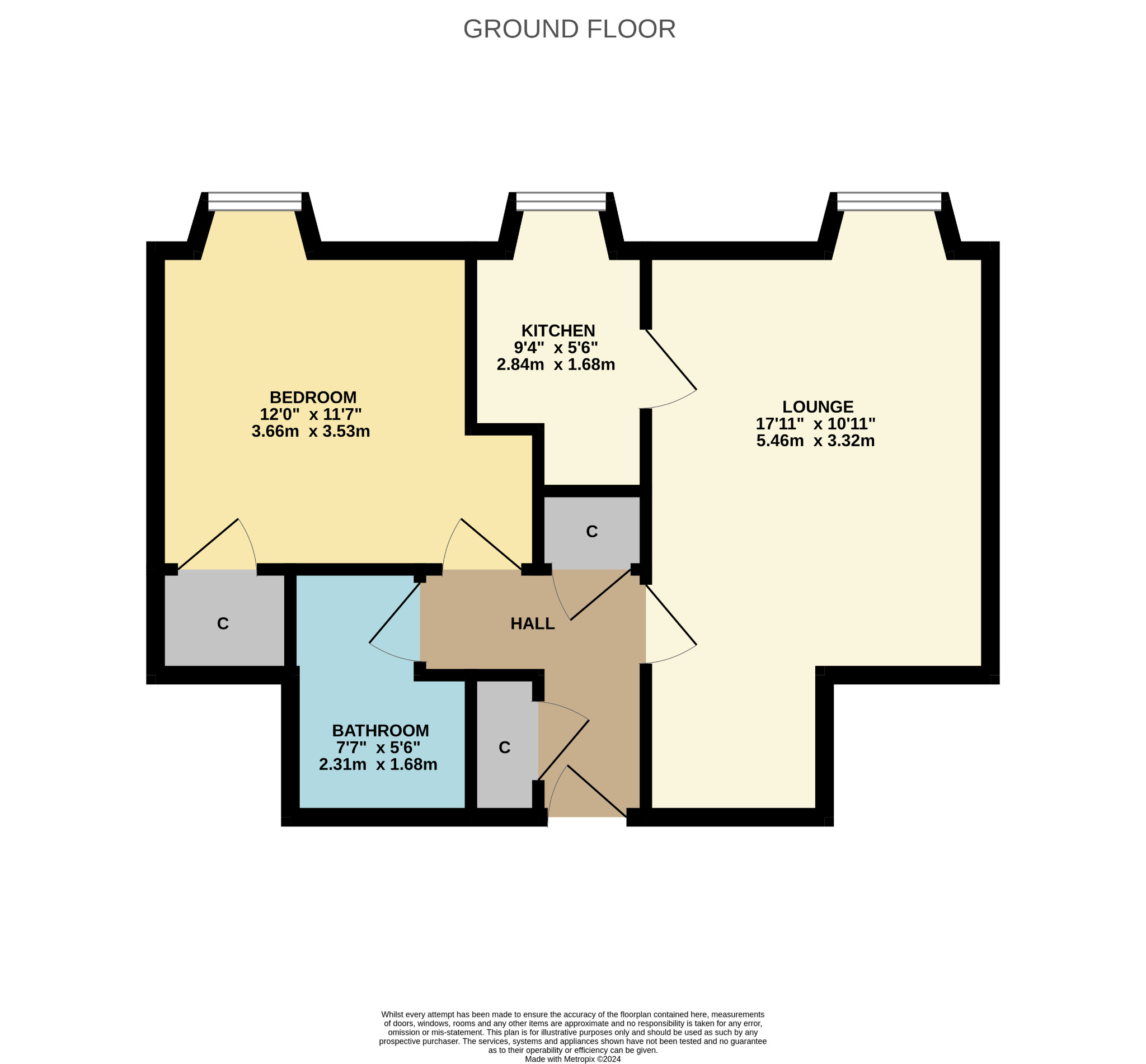 1 bed flat for sale in Main Street - Property Floorplan